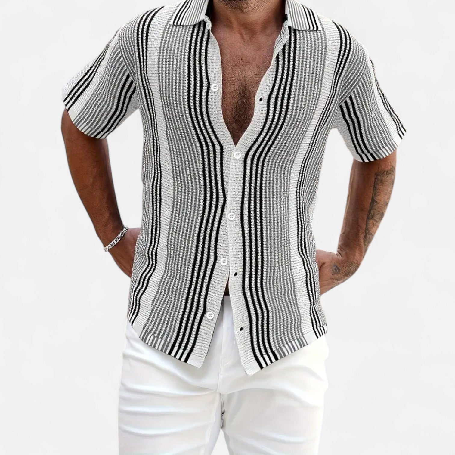 Ethan | Breathable Button-Up Shirt | Lightweight Blend Shirt | Striped Design Shirt 1