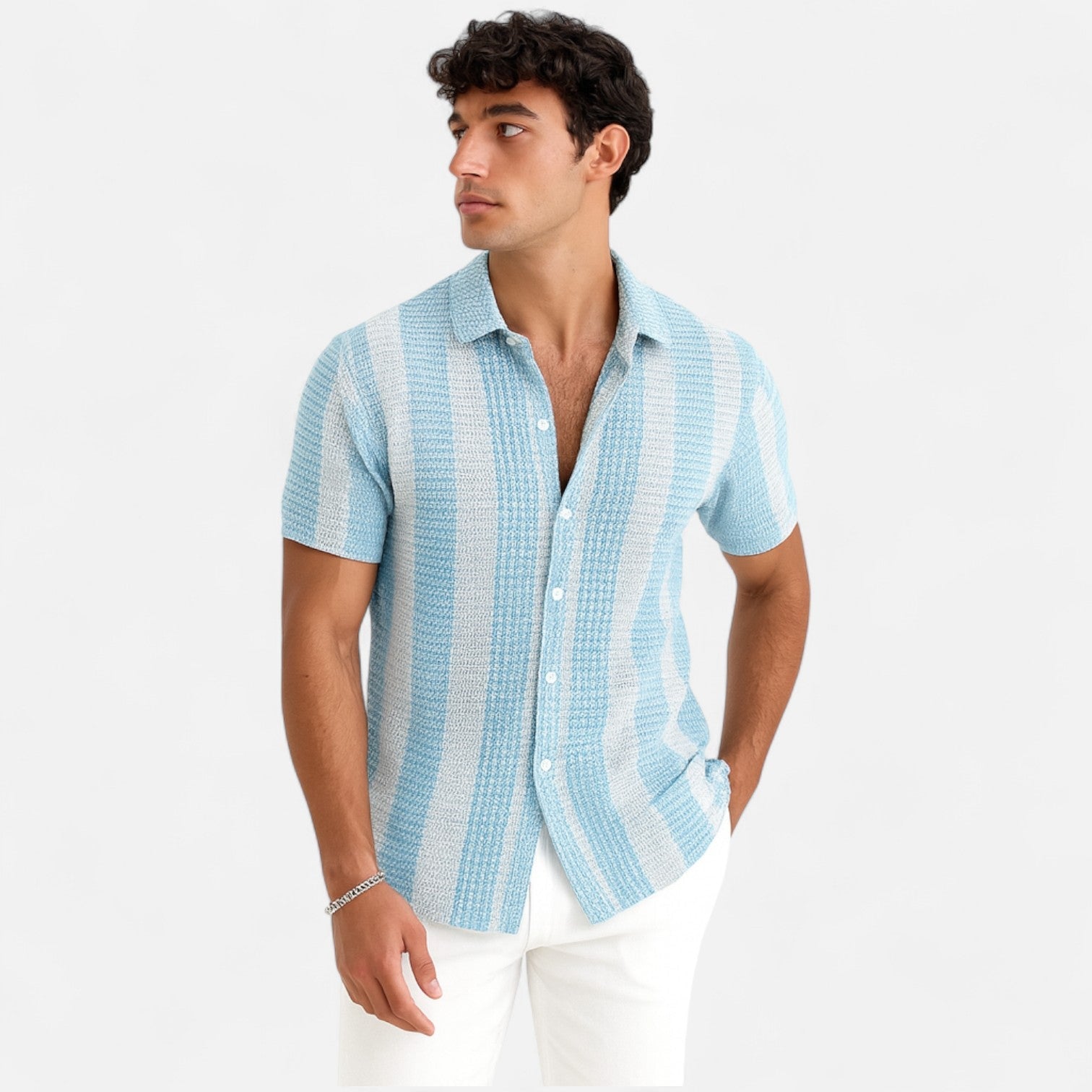 Ethan | Breathable Button-Up Shirt | Lightweight Blend Shirt | Striped Design Shirt 4