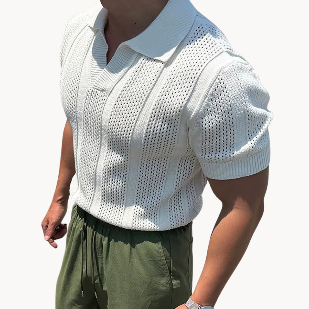 Ethan | Breathable Mesh Shirt | Open Collar Design | Lightweight Comfort 4