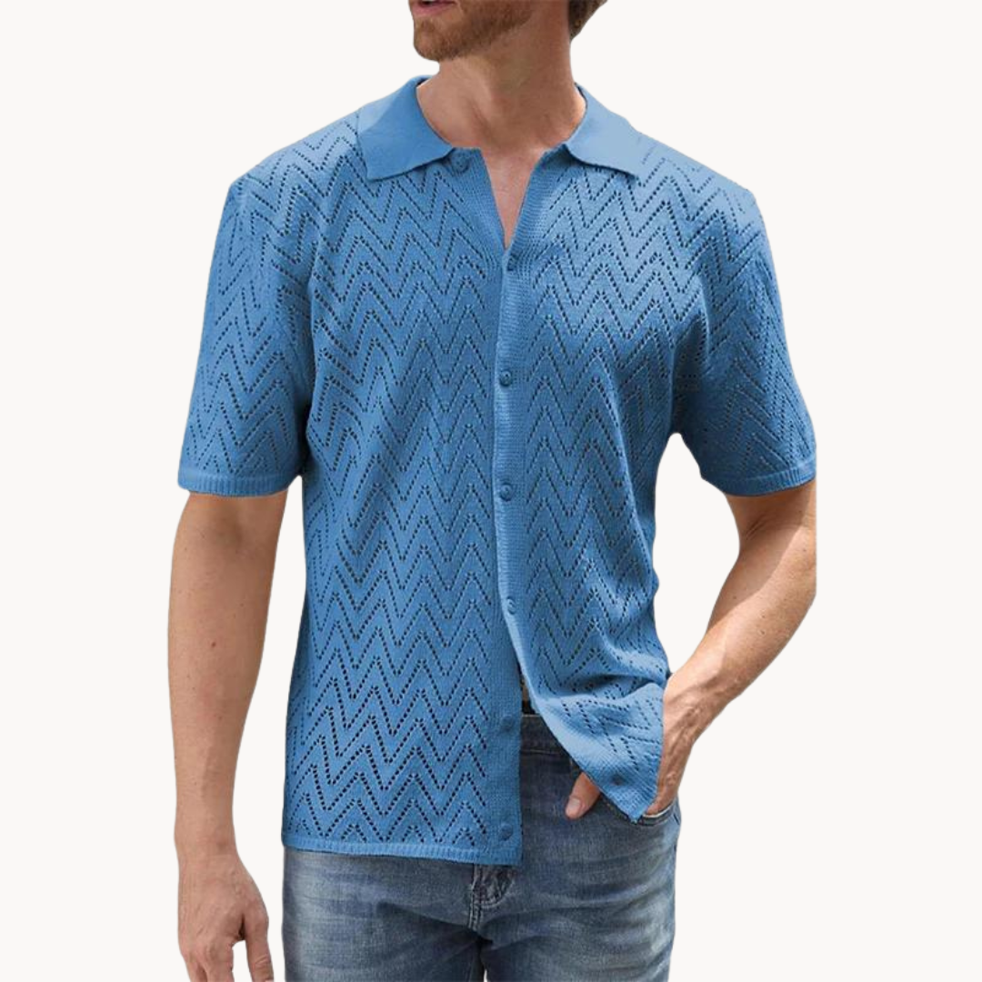 Ethan | Button-Through Shirt | Knit Blend | Geometric Pattern 0