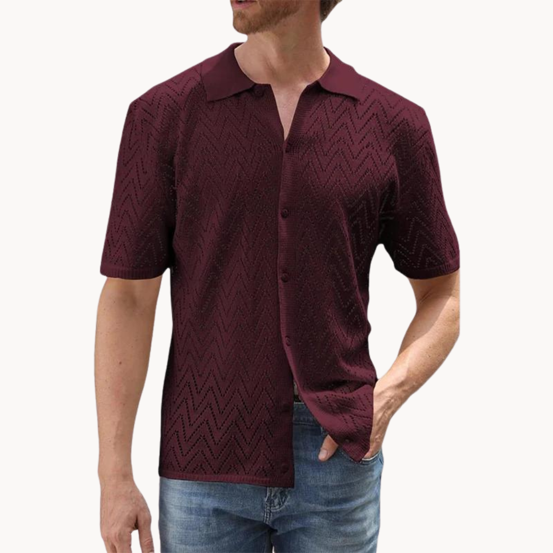 Ethan | Button-Through Shirt | Knit Blend | Geometric Pattern 2