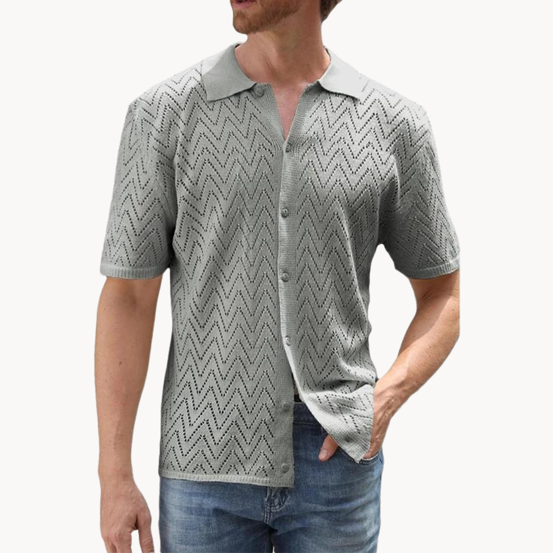 Ethan | Button-Through Shirt | Knit Blend | Geometric Pattern 3