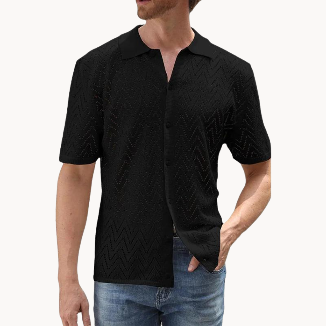 Ethan | Button-Through Shirt | Knit Blend | Geometric Pattern 4
