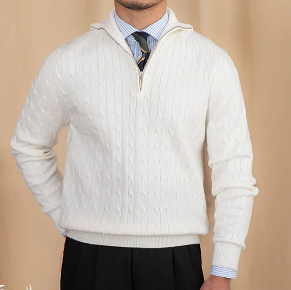 Ethan | Cable Knit Sweater | Half-Zip Design | Stylish Layering 4