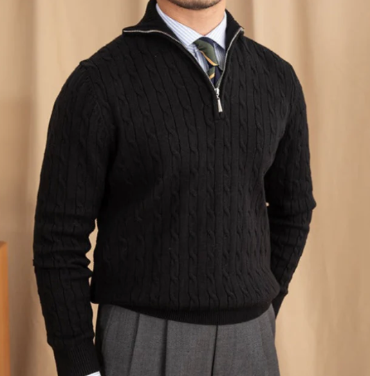 Ethan | Cable Knit Sweater | Half-Zip Design | Stylish Layering 5