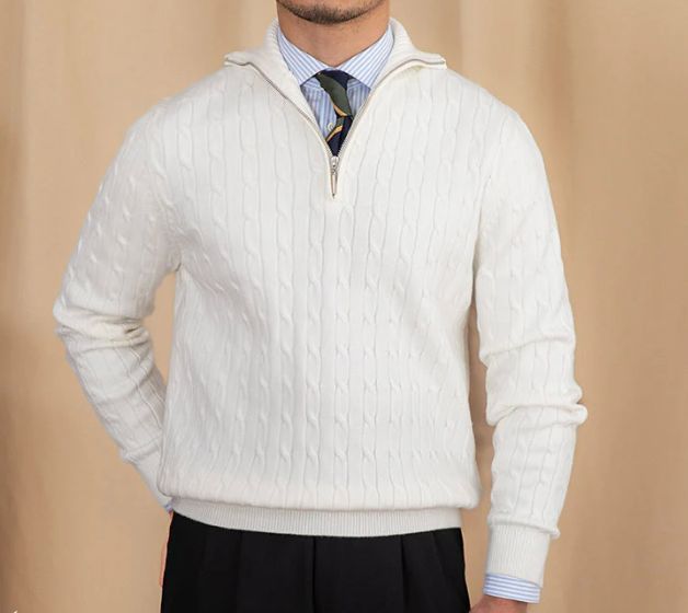 Ethan | Cable Knit Sweater | Half-Zip Design | Stylish Layering 6