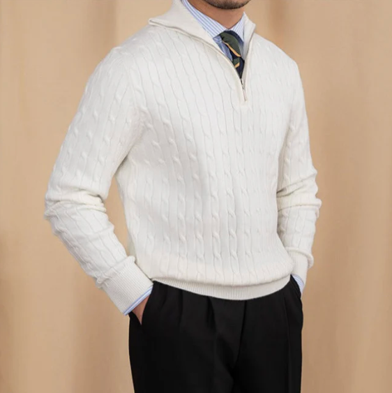 Ethan | Cable Knit Sweater | Half-Zip Design | Stylish Layering 7
