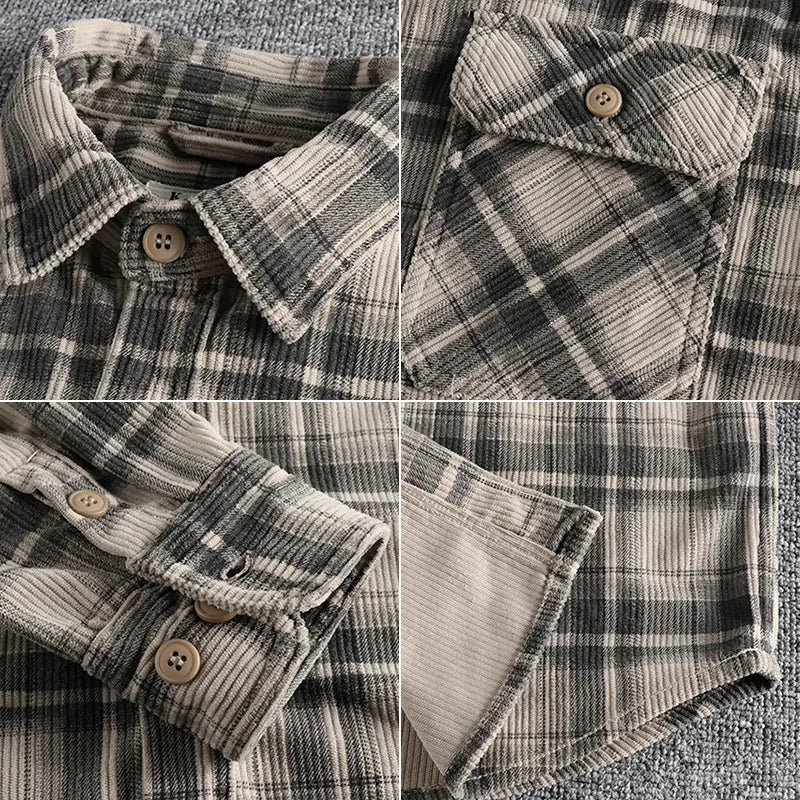 Ethan | Corduroy Shirt | Plaid Button Front | Relaxed Fit 4