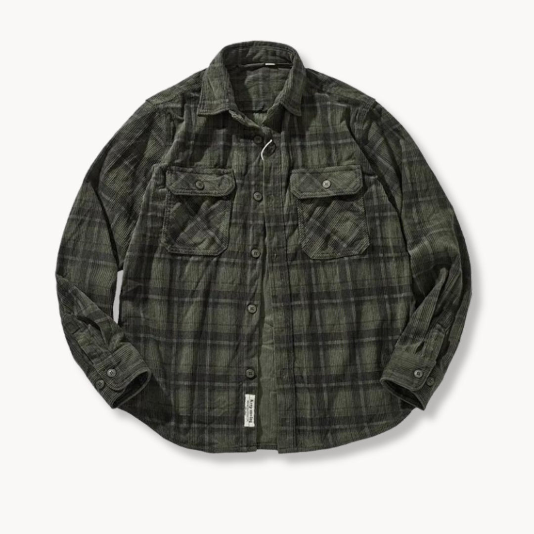 Ethan | Corduroy Shirt | Plaid Button Front | Relaxed Fit 7