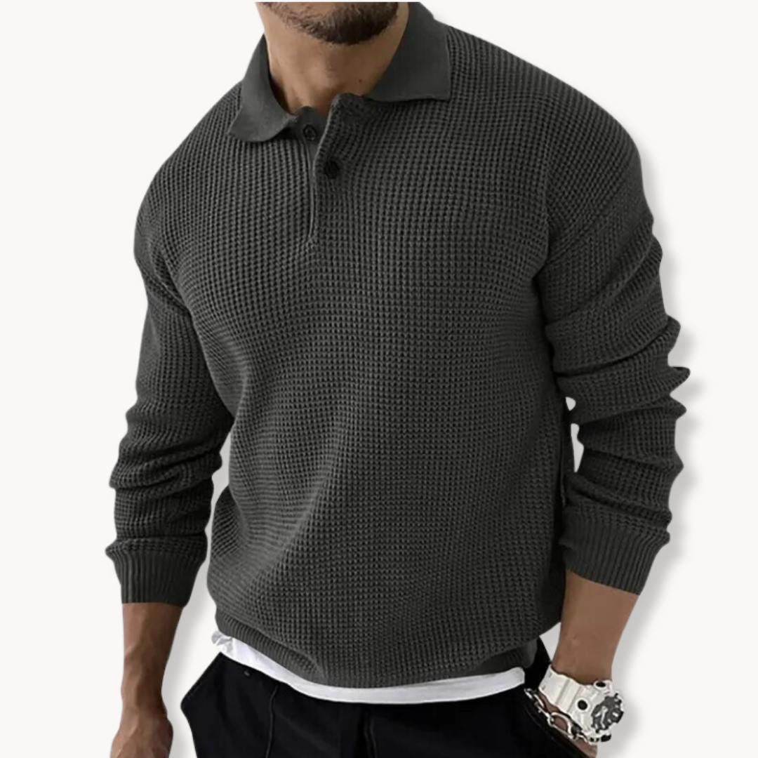 Ethan | Knitted Polo Sweater | Waffle Texture | Stylish Layering 0