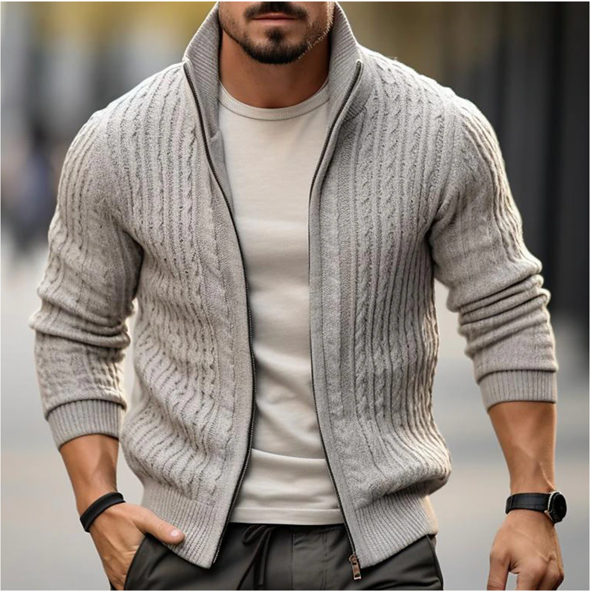 Ethan | Modern cardigan sweater | Stylish zip-up waistcoat | Comfortable cotton blend 1