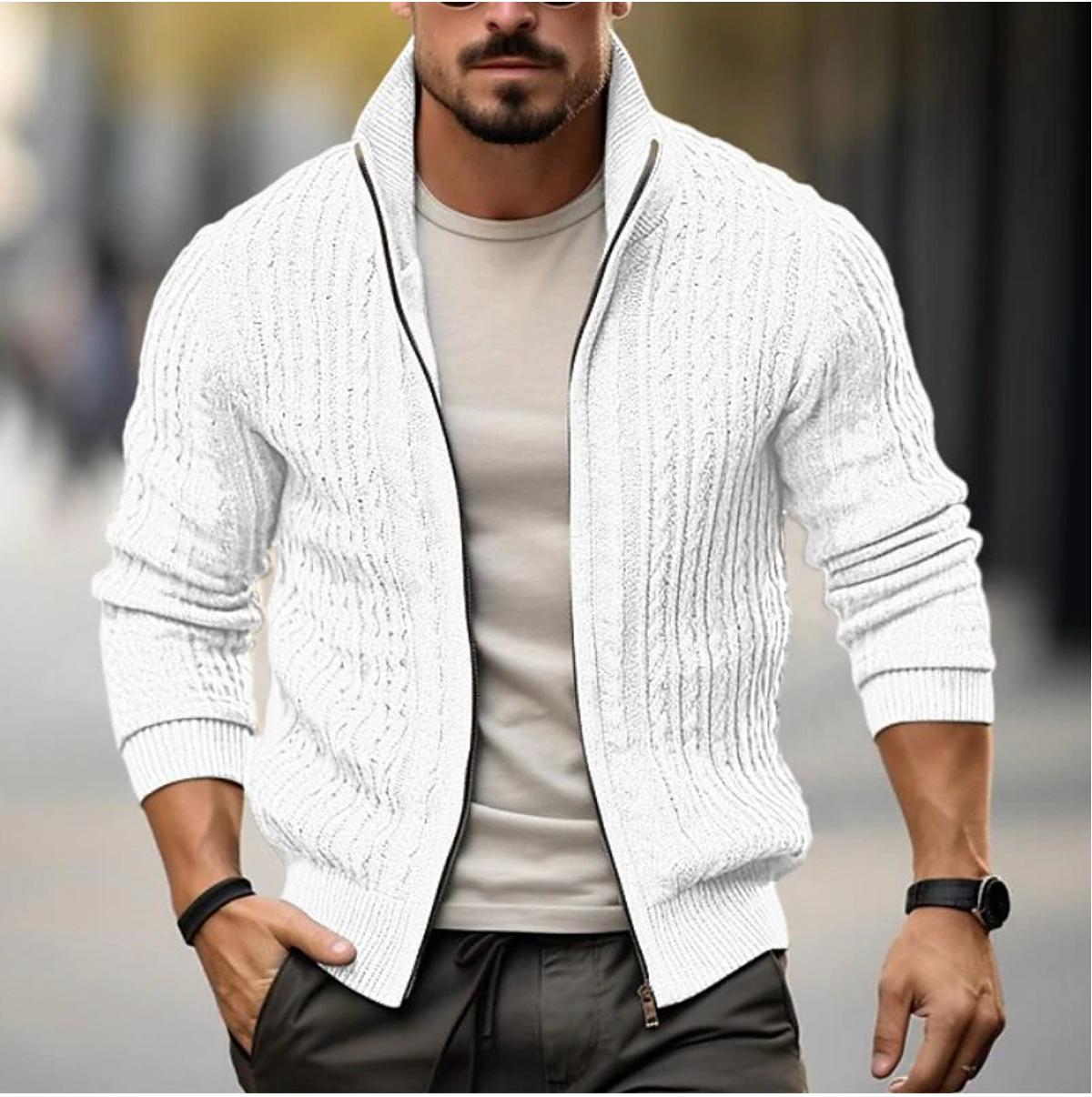 Ethan | Modern cardigan sweater | Stylish zip-up waistcoat | Comfortable cotton blend 3