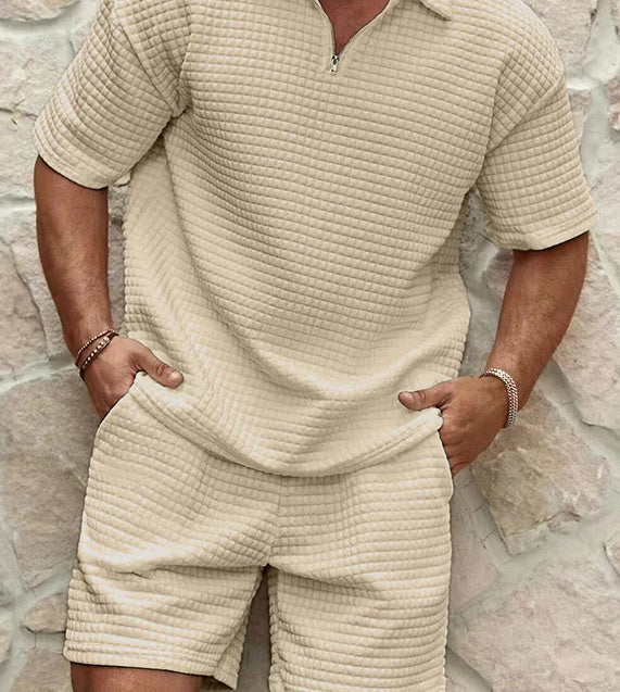 Ethan | Short Sleeve Set | Ribbed Zipper Top | Easy On Off 0