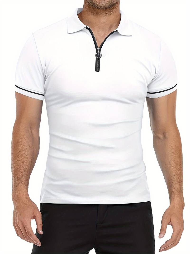 Ethan | Slim Fit Polo Shirt | Breathable Fabric | Zipper Neck Design 0