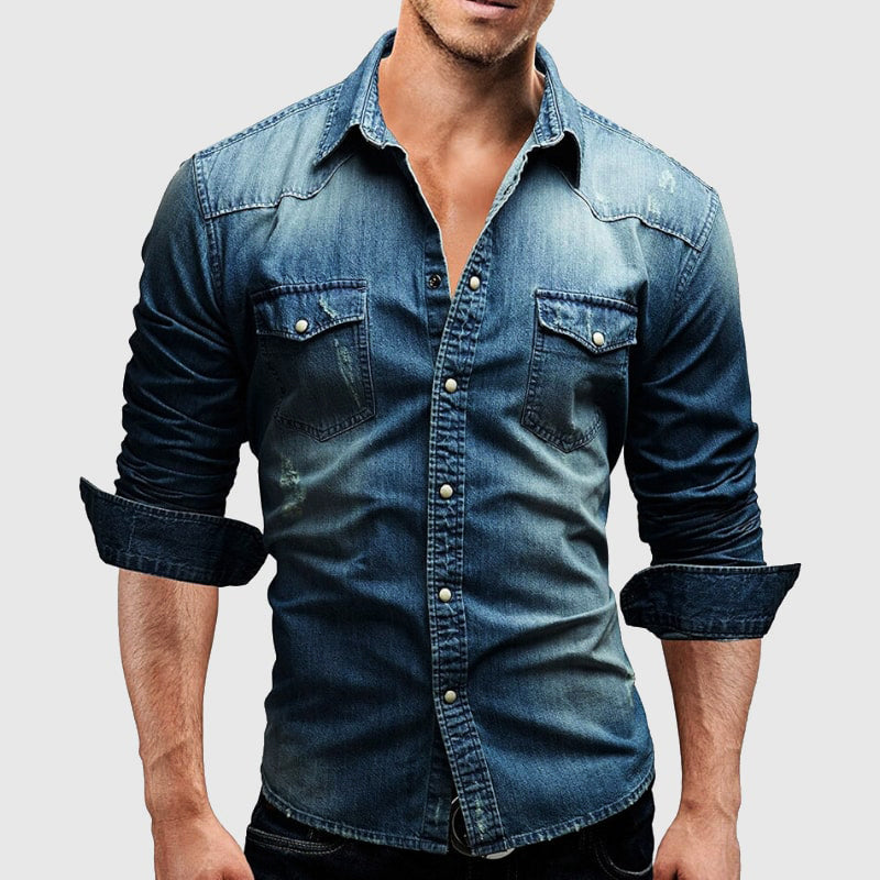 Ethan | Structured Collar Shirt | Adjustable Fit Shirt | Denim Blend Shirt 1