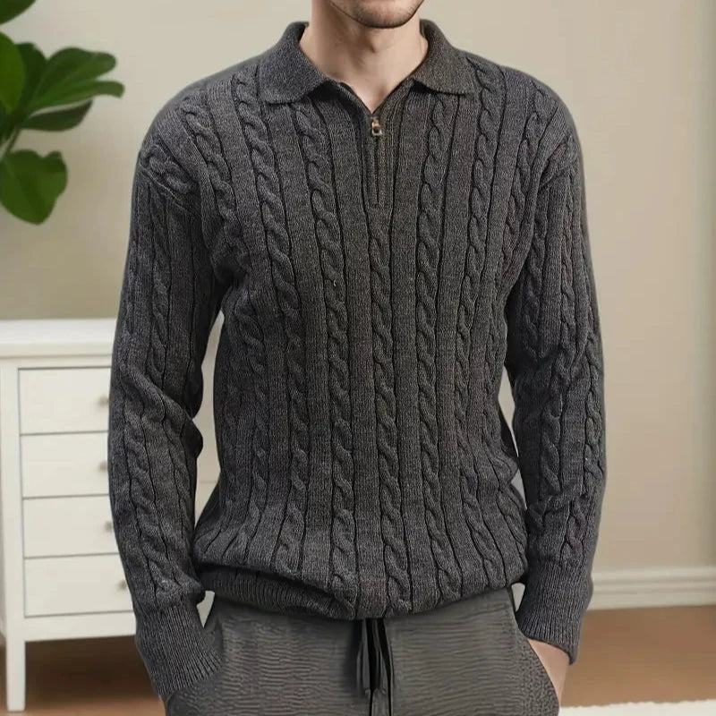 Ethan | Sweater | Mens Sweaters | Cable Knit Half-Zip Design 4