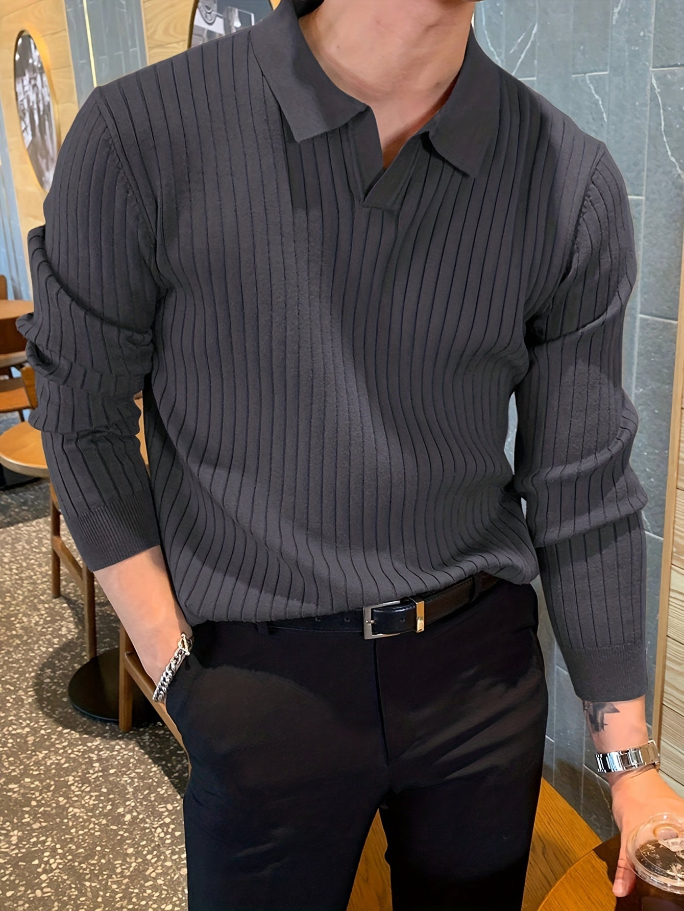 Ethan | V-neck Pullover | Lightweight Knit | Textured Design 0