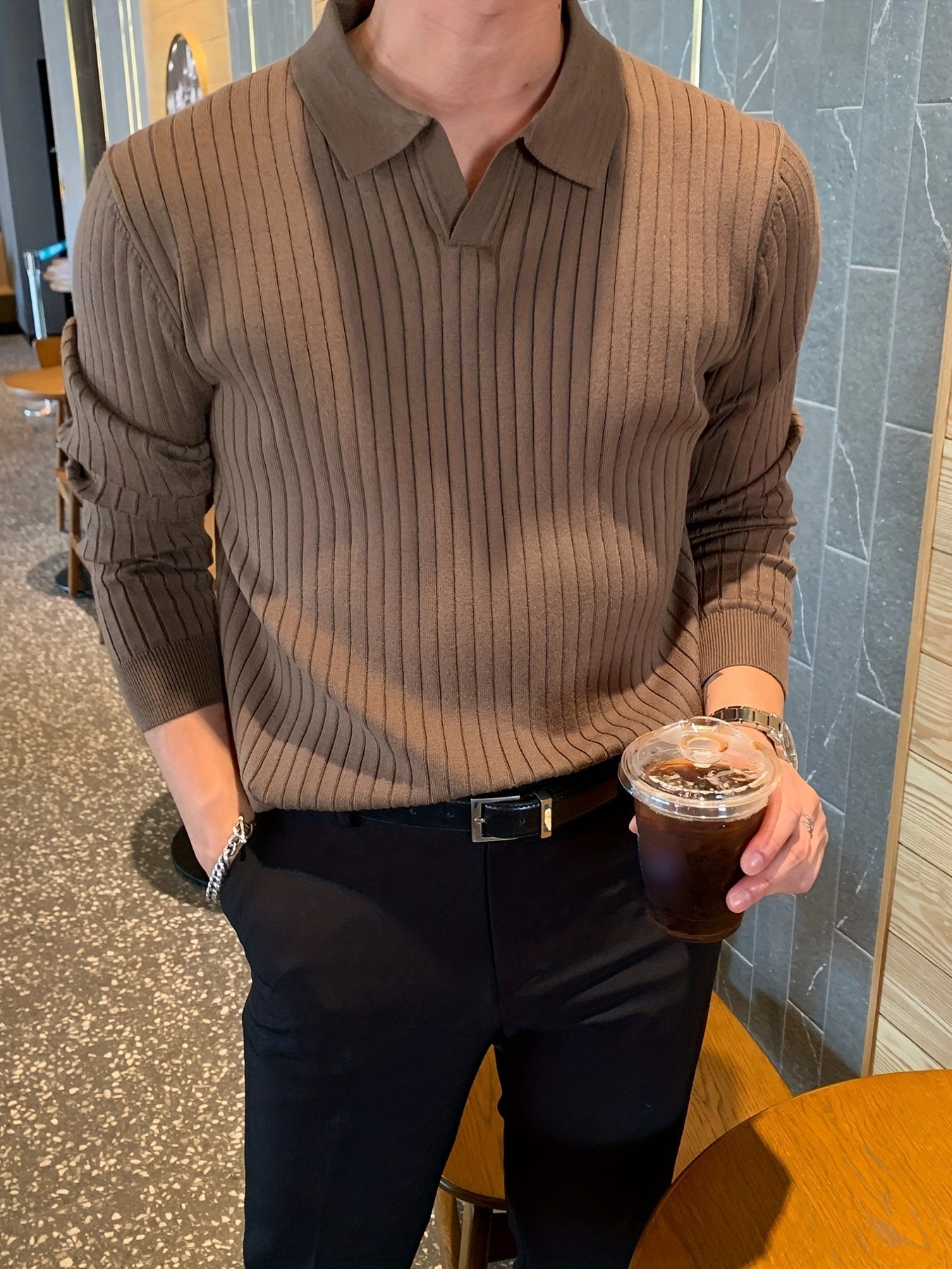 Ethan | V-neck Pullover | Lightweight Knit | Textured Design 2