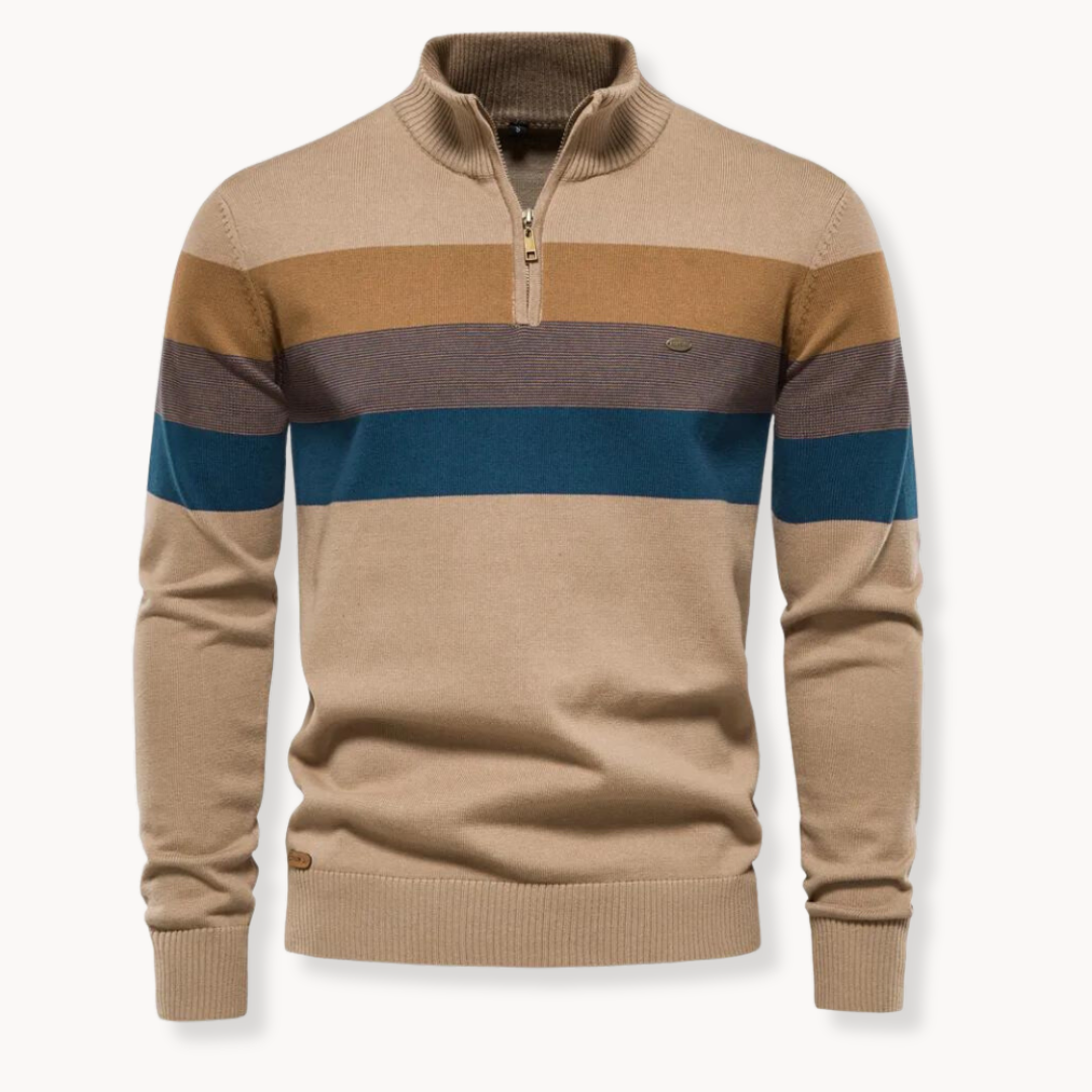 James | Quarter-Zip Sweater | Cotton Blend Sweater | Striped Sweater | Comfortable Sweater 3
