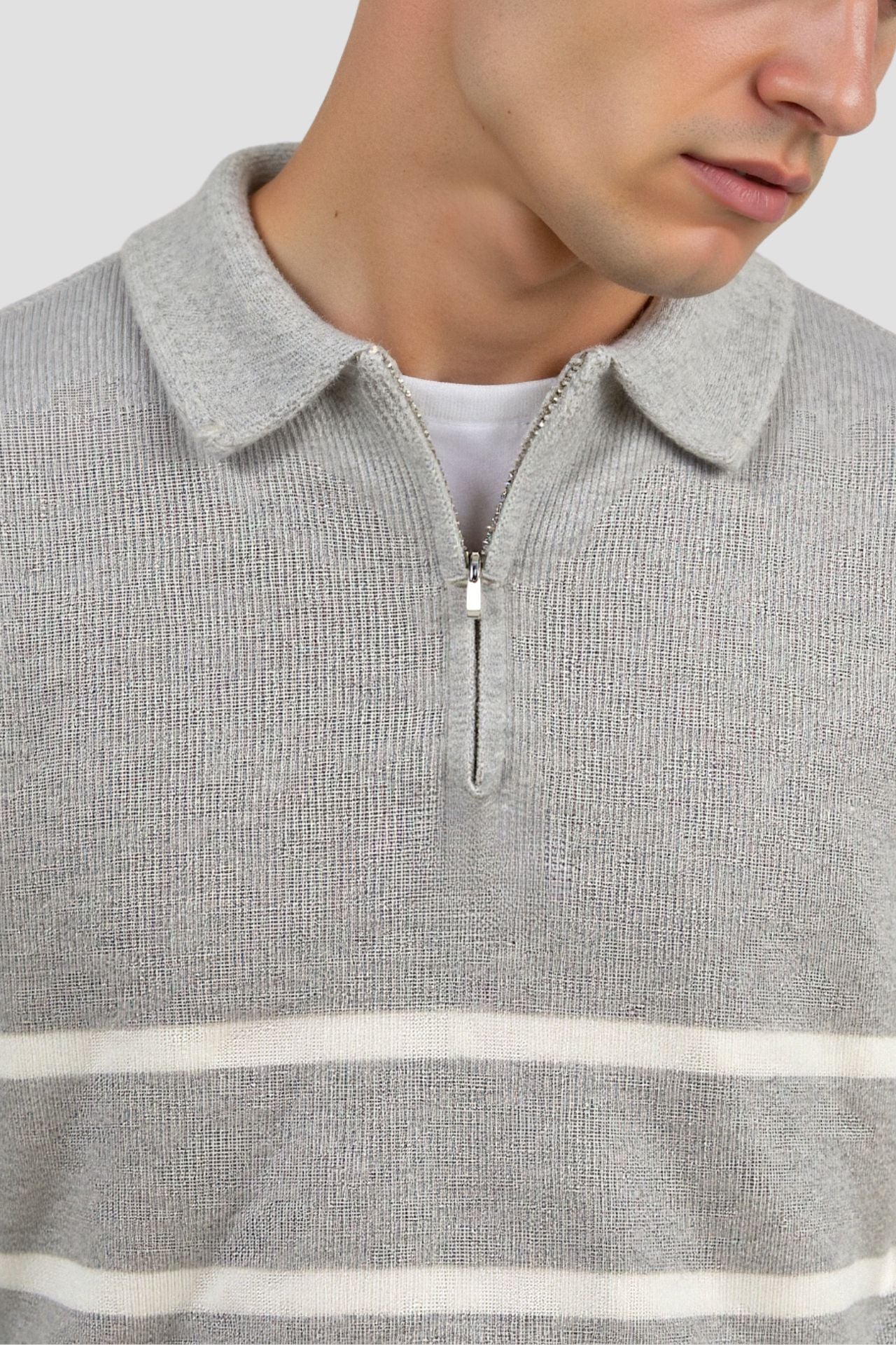 James | Wool Blend Sweater | Half Zip Sweater | Striped Sweater 3