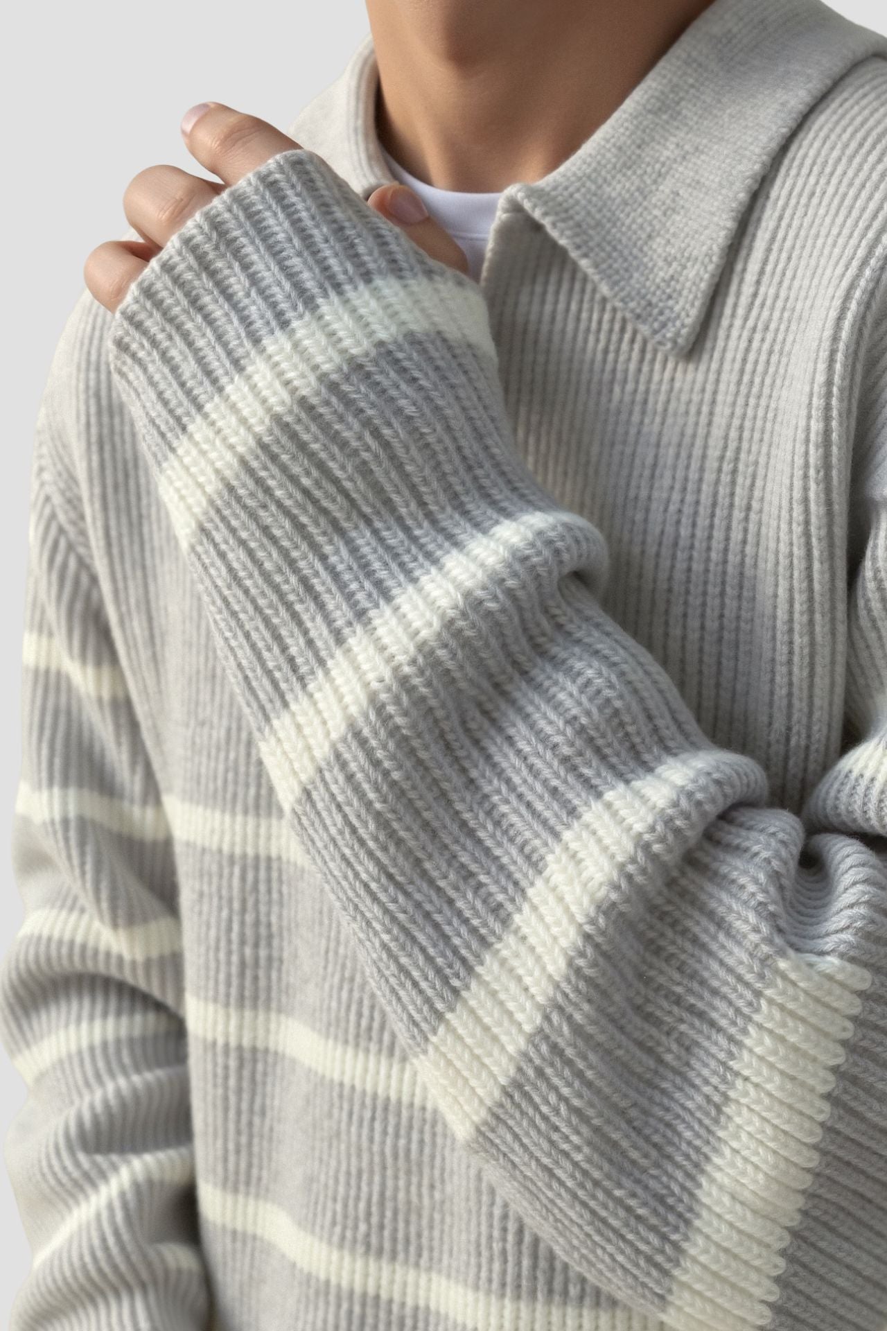 James | Wool Blend Sweater | Half Zip Sweater | Striped Sweater 4