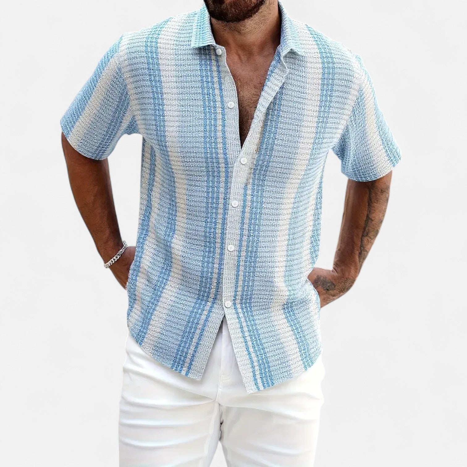 Ethan | Breathable Button-Up Shirt | Lightweight Blend Shirt | Striped Design Shirt 0