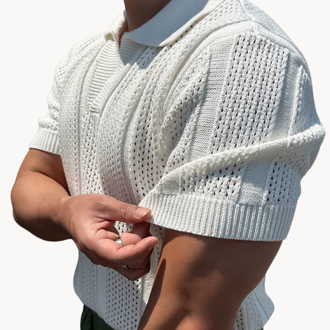 Ethan | Breathable Mesh Shirt | Open Collar Design | Lightweight Comfort 3