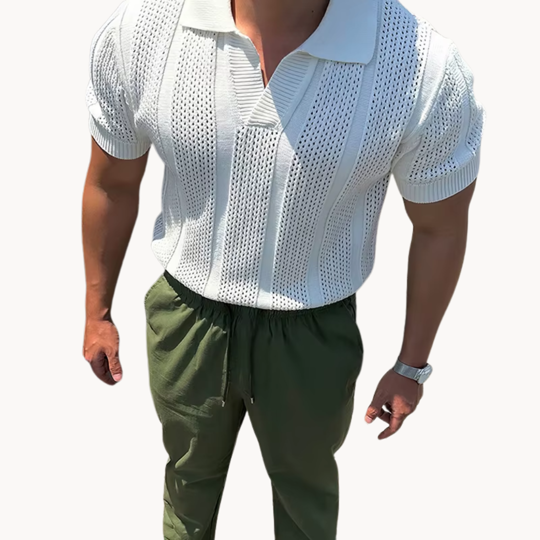 Ethan | Breathable Mesh Shirt | Open Collar Design | Lightweight Comfort 7