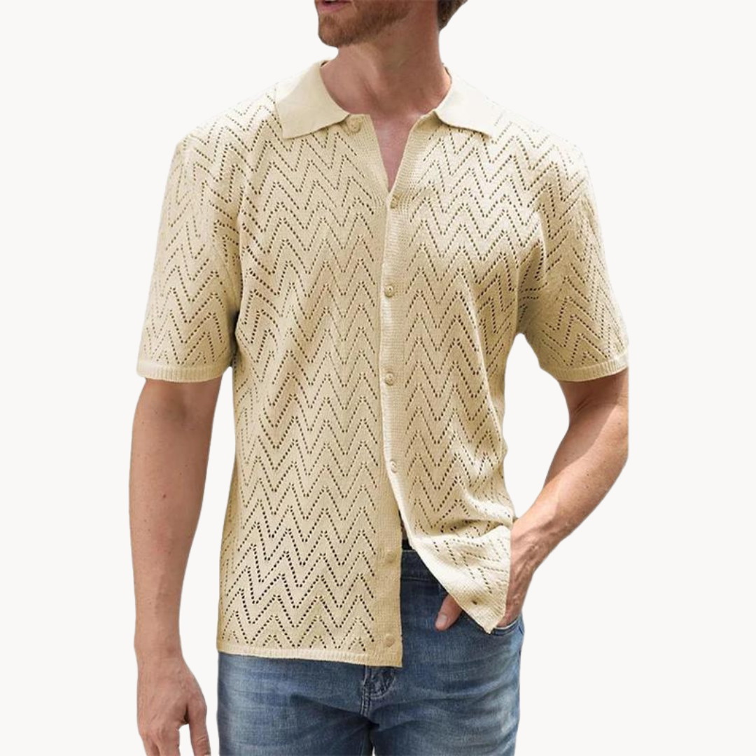 Ethan | Button-Through Shirt | Knit Blend | Geometric Pattern 1