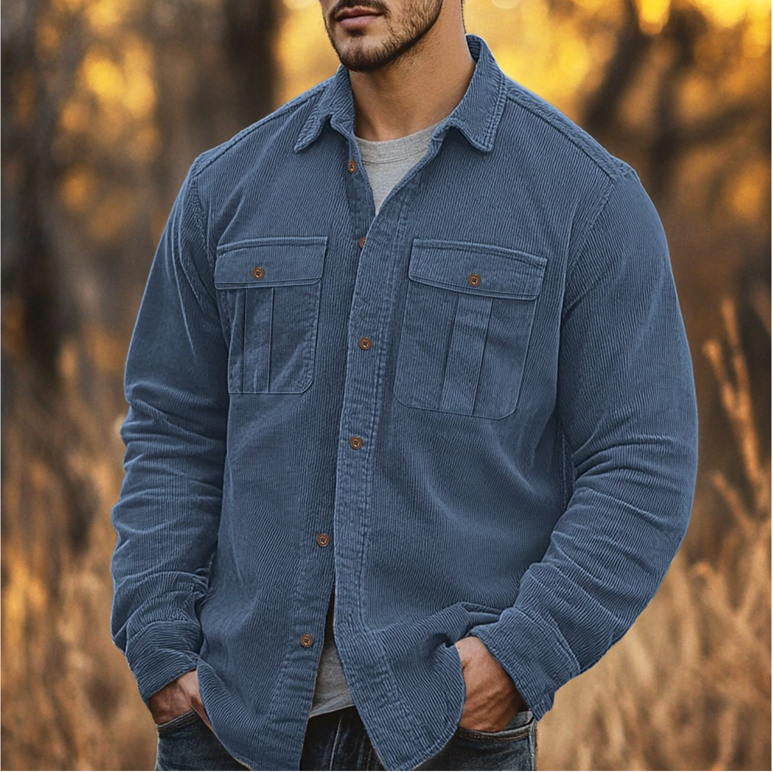Ethan | Corduroy Shirt | Button-Down Shirt | Ribbed Texture 1
