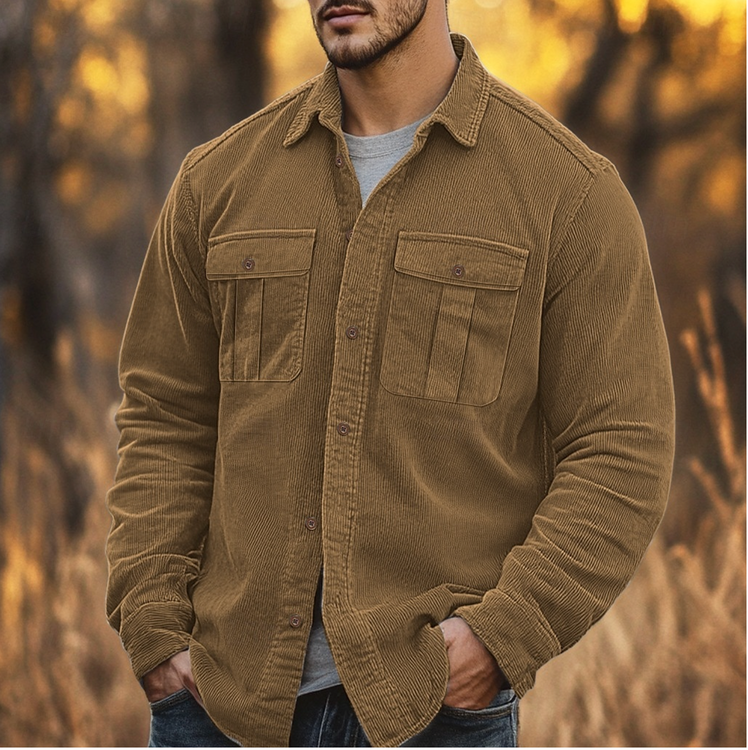 Ethan | Corduroy Shirt | Button-Down Shirt | Ribbed Texture 2