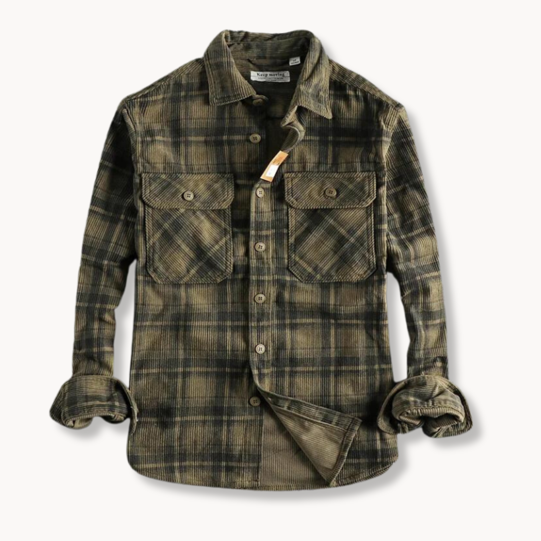 Ethan | Corduroy Shirt | Plaid Button Front | Relaxed Fit 0