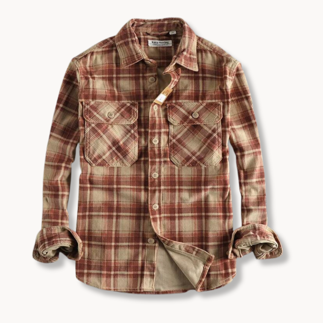 Ethan | Corduroy Shirt | Plaid Button Front | Relaxed Fit 5
