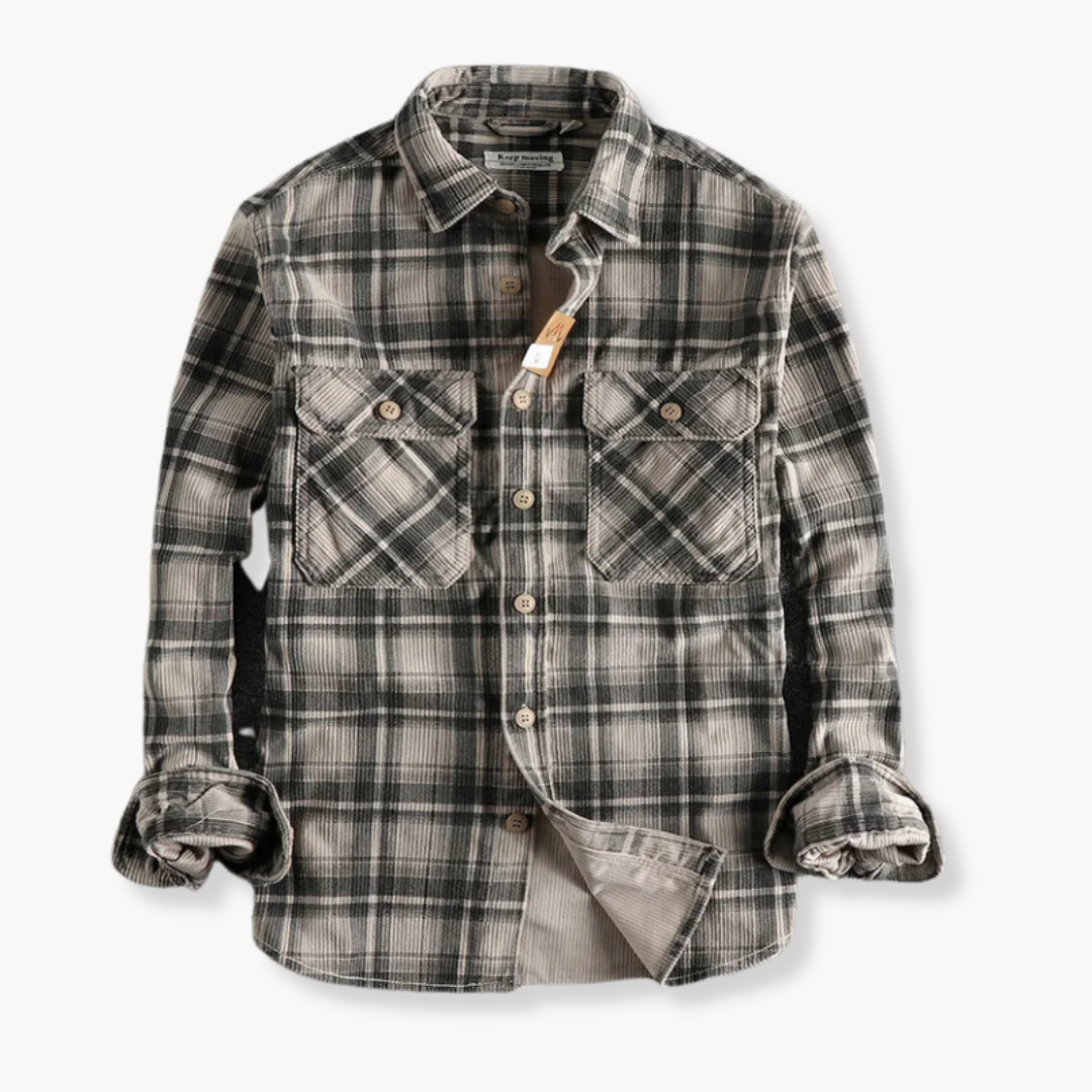 Ethan | Corduroy Shirt | Plaid Button Front | Relaxed Fit 6