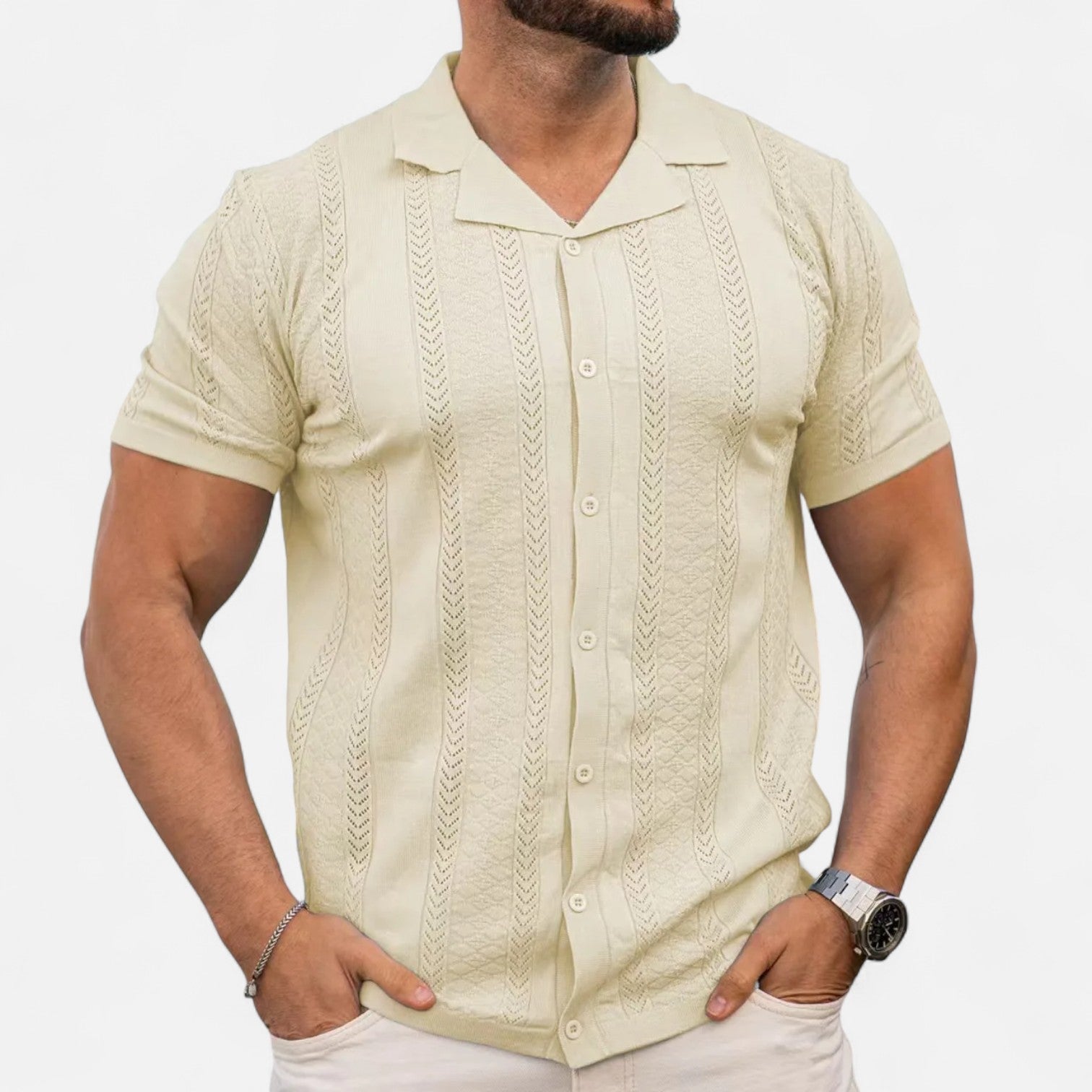 Ethan | Knit Shirt | Patchwork Design | Shape Retention 0
