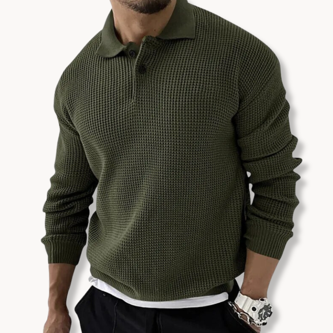 Ethan | Knitted Polo Sweater | Waffle Texture | Stylish Layering 1