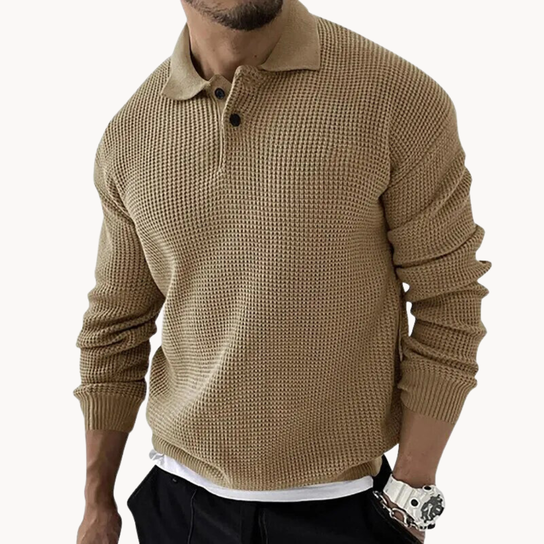 Ethan | Knitted Polo Sweater | Waffle Texture | Stylish Layering 2