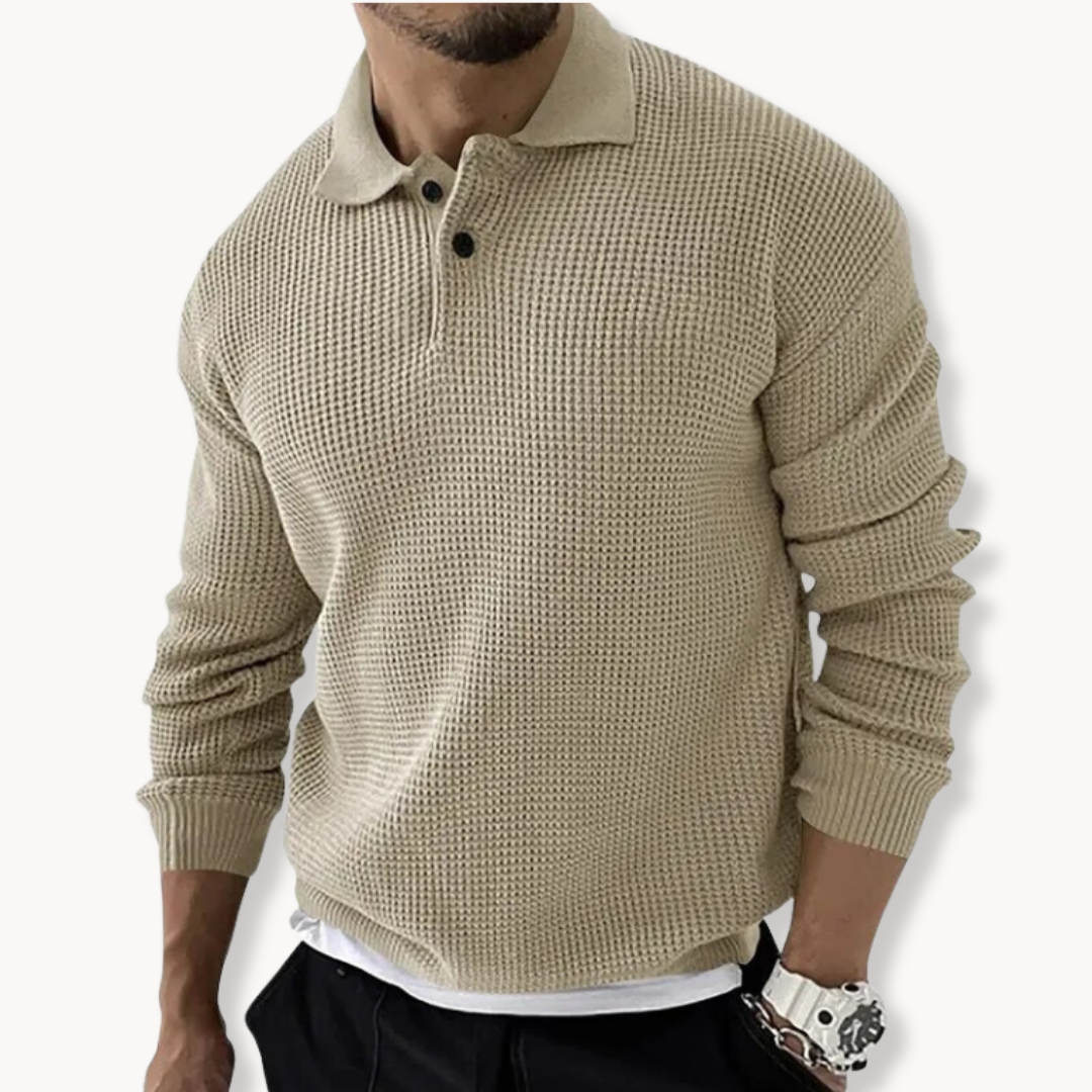 Ethan | Knitted Polo Sweater | Waffle Texture | Stylish Layering 3