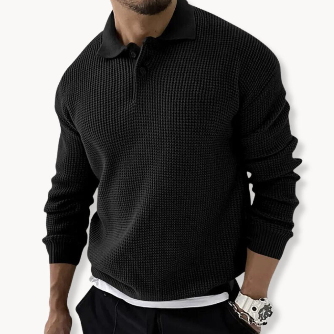 Ethan | Knitted Polo Sweater | Waffle Texture | Stylish Layering 4