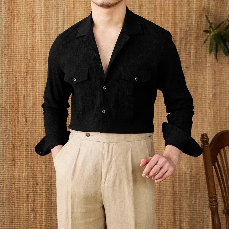 Ethan | Long Sleeve Shirt | Structured Front | Chest Pocket Storage 2