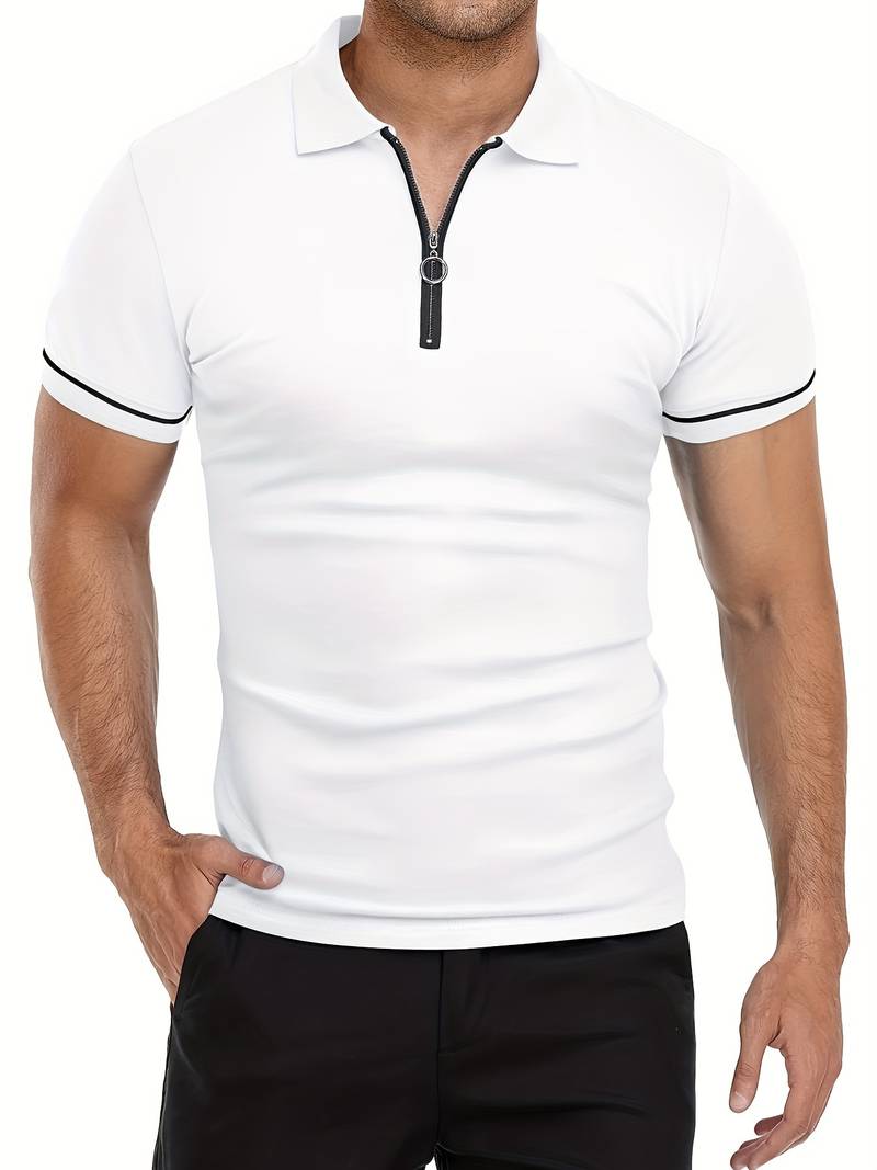 Ethan | Slim Fit Polo Shirt | Breathable Fabric | Zipper Neck Design 1