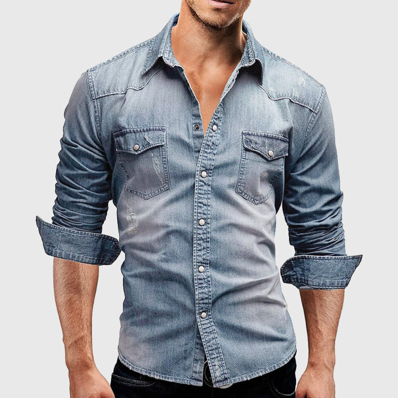 Ethan | Structured Collar Shirt | Adjustable Fit Shirt | Denim Blend Shirt 0