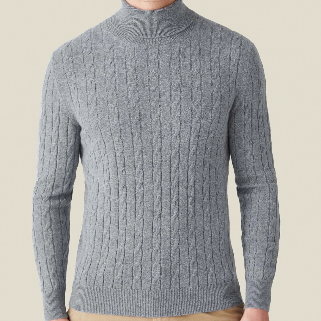 Ethan | Turtleneck Sweater | Cable Knit Design | Athletic Comfort 4