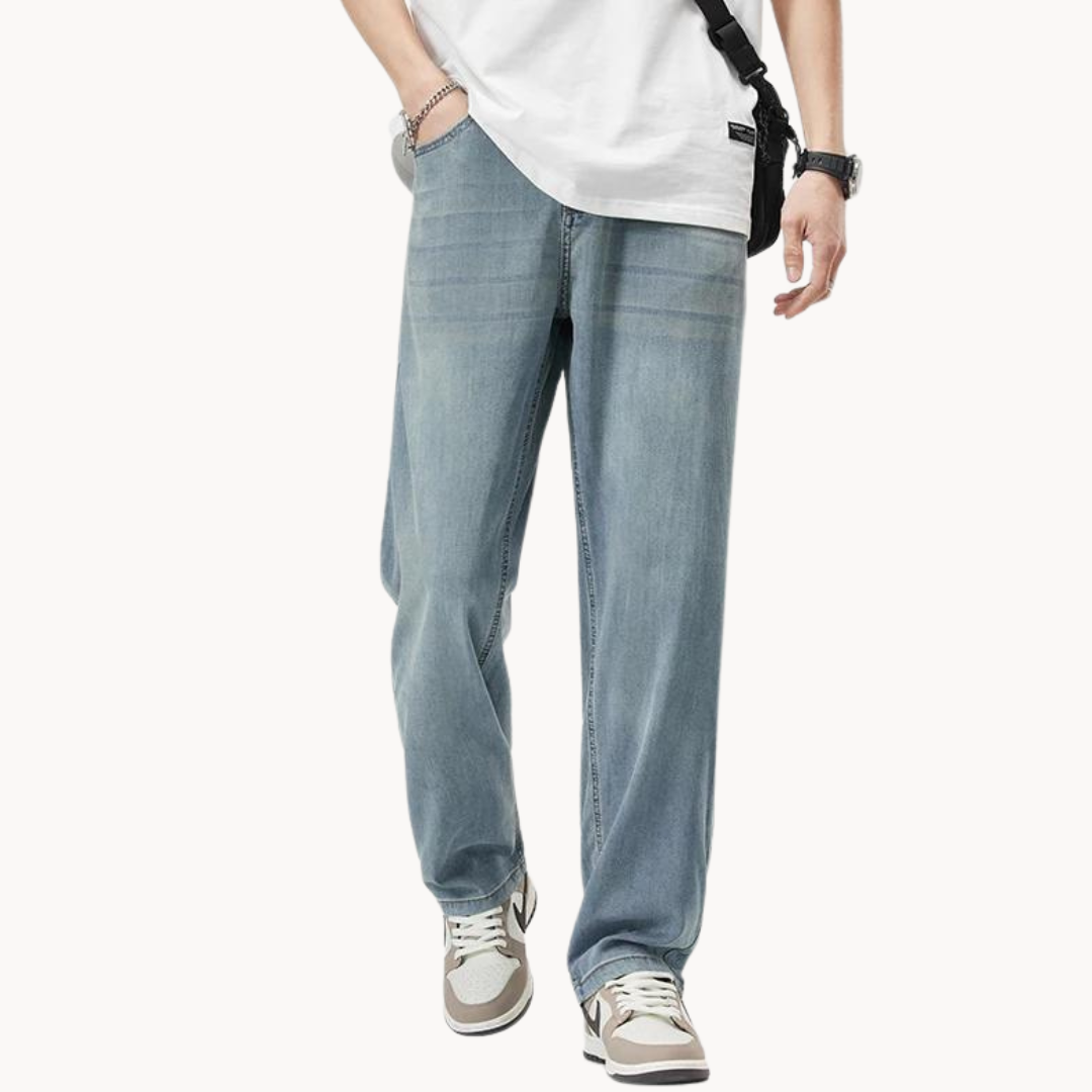 Ethan's Trousers | Relaxed Fit Trousers | Lightweight Denim Blend | Straight Leg Style 0