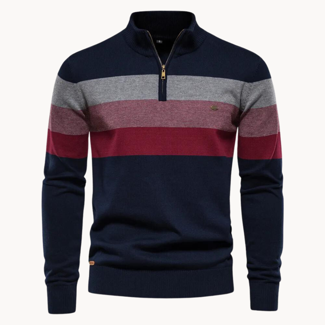 James | Quarter-Zip Sweater | Cotton Blend Sweater | Striped Sweater | Comfortable Sweater 0