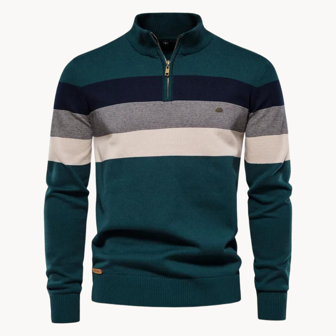 James | Quarter-Zip Sweater | Cotton Blend Sweater | Striped Sweater | Comfortable Sweater 1