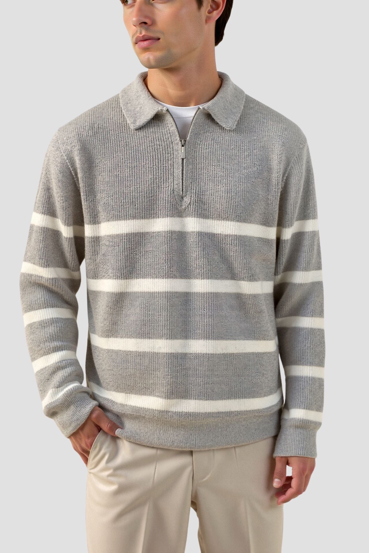 James | Wool Blend Sweater | Half Zip Sweater | Striped Sweater 2
