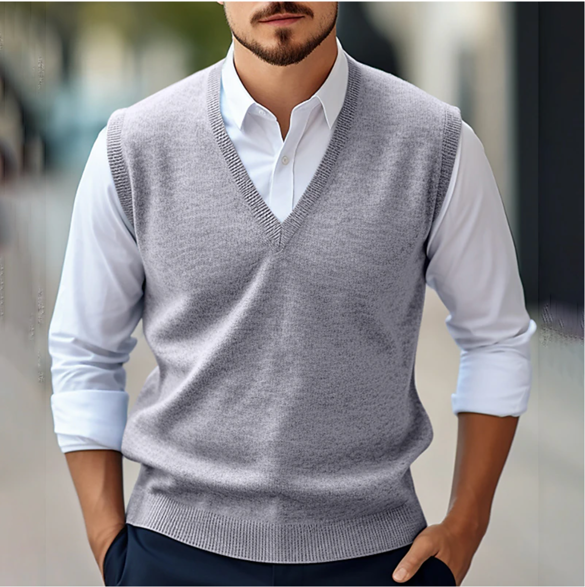 Larry | Mens Sleeveless Cardigan | Sleeveless Sweater | Sleeveless Jumper Mens 1