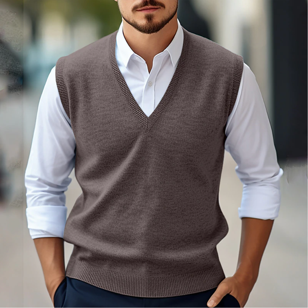 Larry | Mens Sleeveless Cardigan | Sleeveless Sweater | Sleeveless Jumper Mens 4