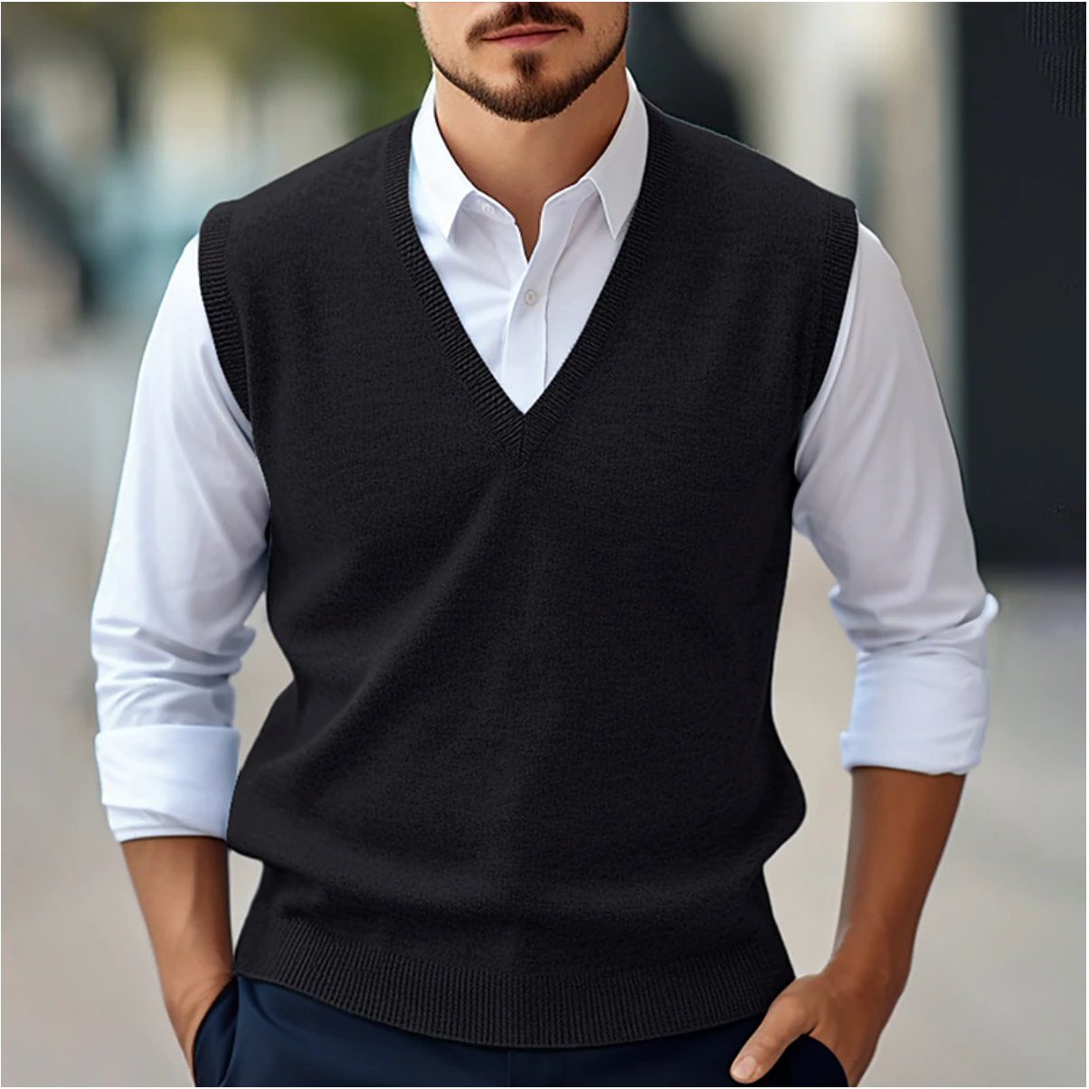Larry | Mens Sleeveless Cardigan | Sleeveless Sweater | Sleeveless Jumper Mens 5